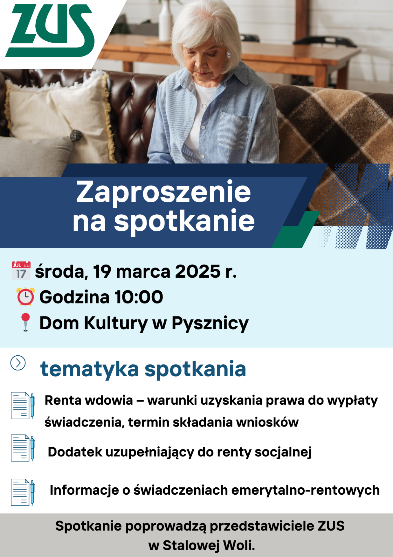 Plakat z zaproszeniem na spotkanie informacyjne