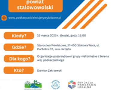 Plakat z zaproszeniem na spotkanie informacyjne w tematyce podkarpackich inicjatyw lokalnych