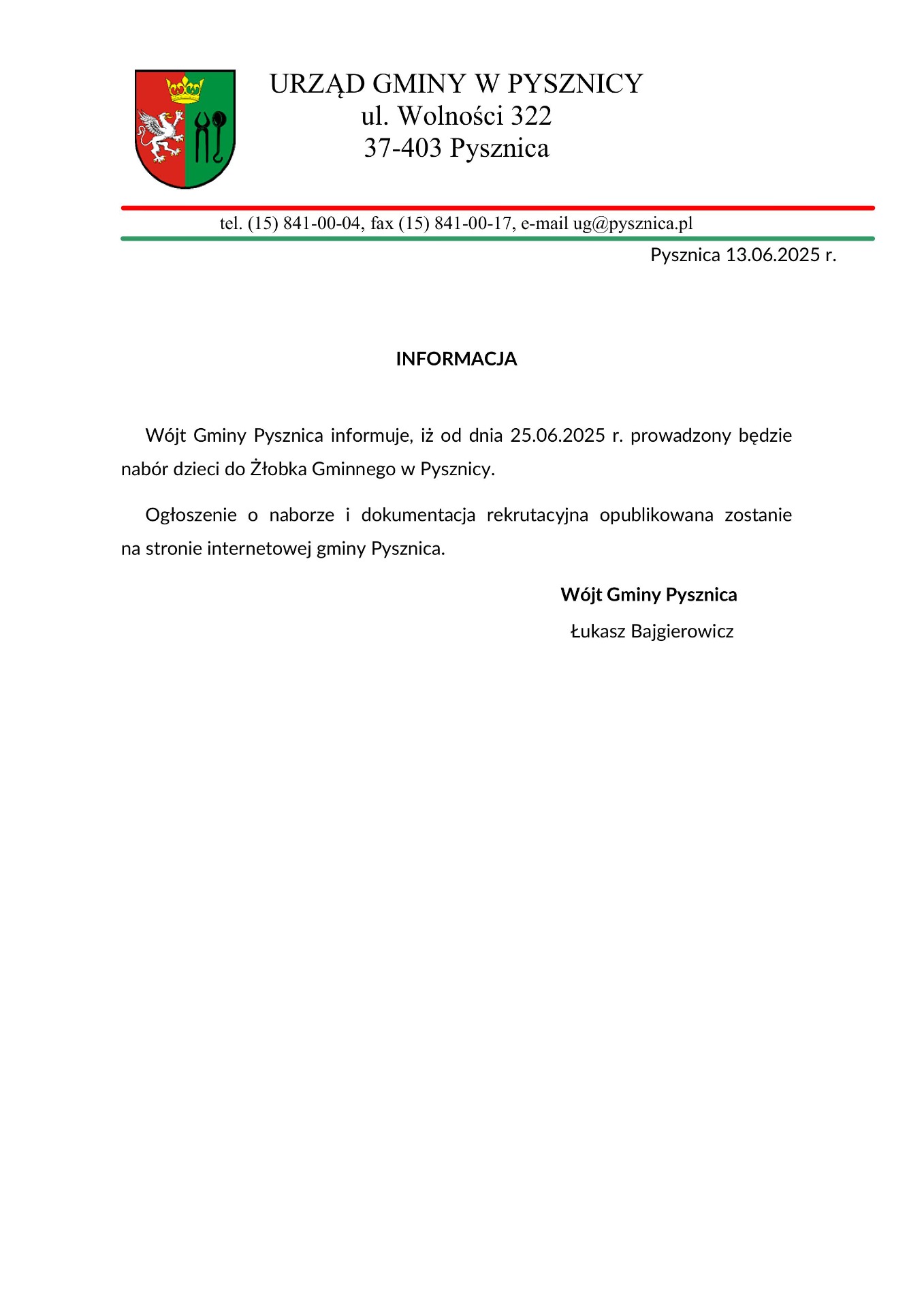 Ogłoszenie o naborze