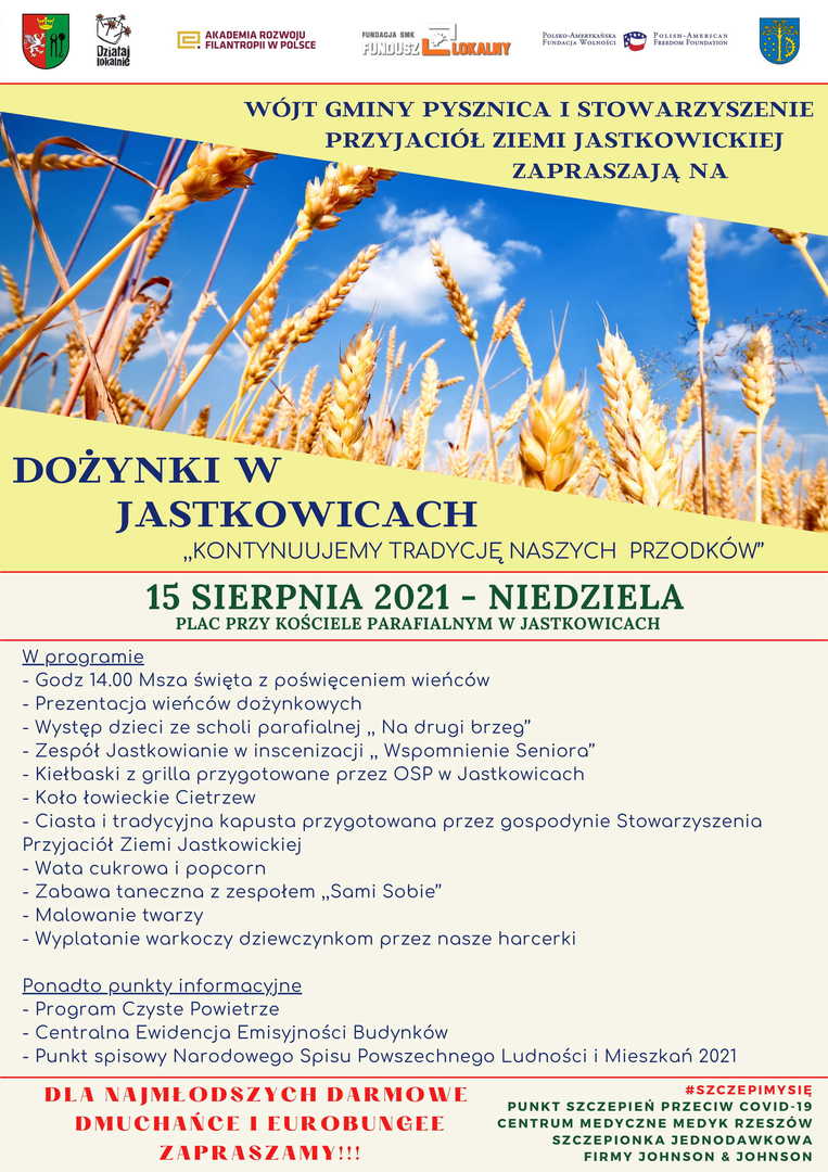 Plakat informujący o Dożynkach w Jastkowicach.