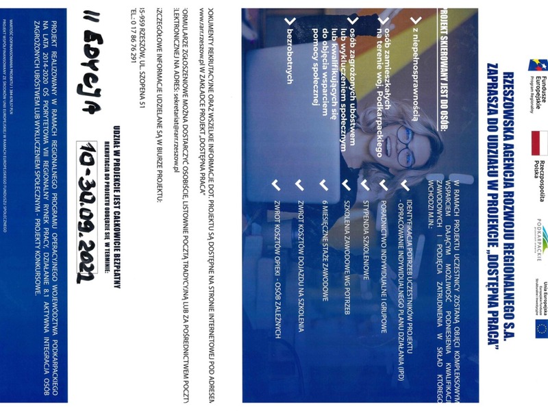 Plakat projektu "Dostępna praca"