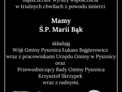 Kondolencje dla Pana Tadeusza Bąka