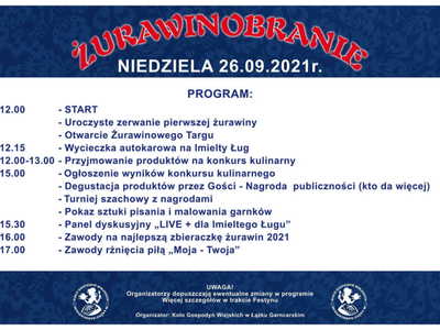 Żurawinobranie - program