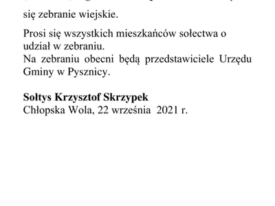 Informacja o zebraniu wejskim