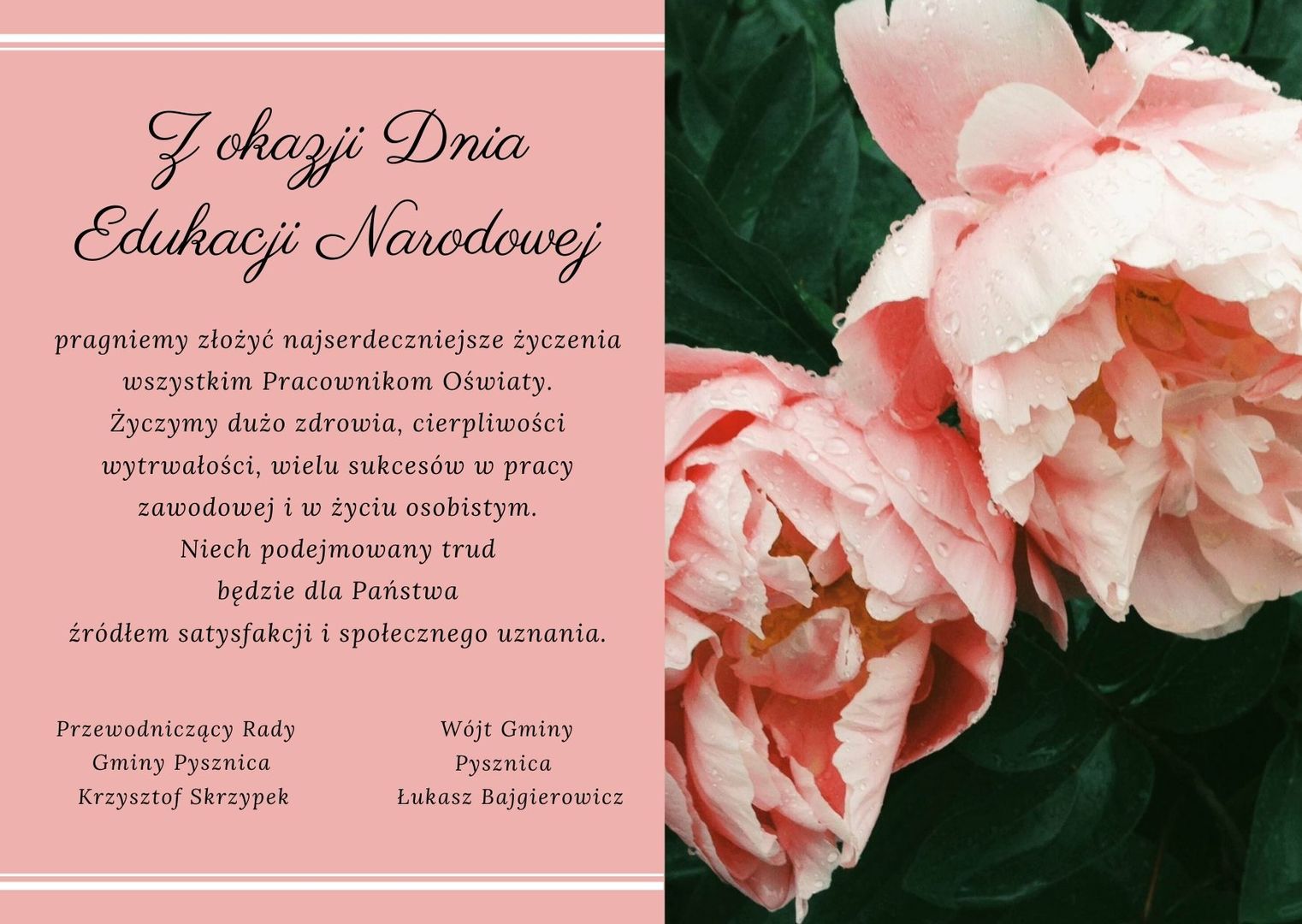 Życzenia z okazji Święta Edukacji Narodowej