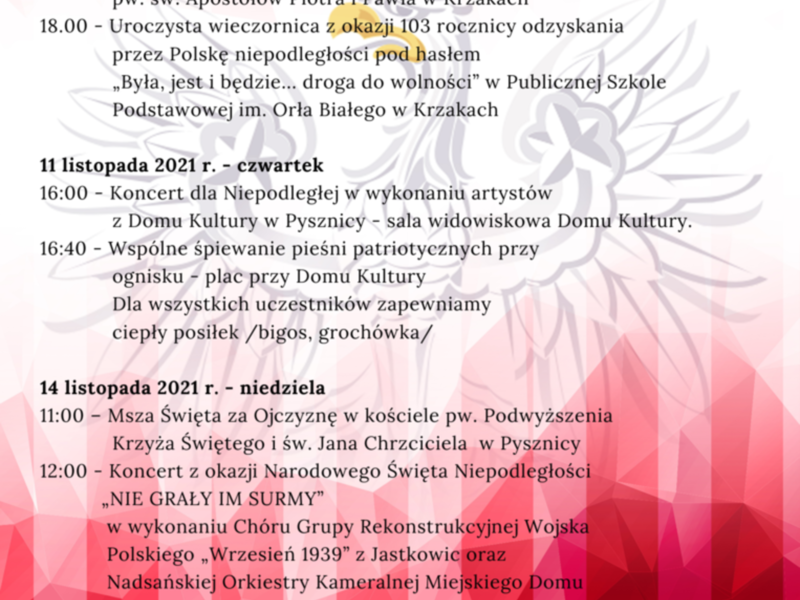 Uroczystości 103 Rocznicy Odzyskania Niepodległości