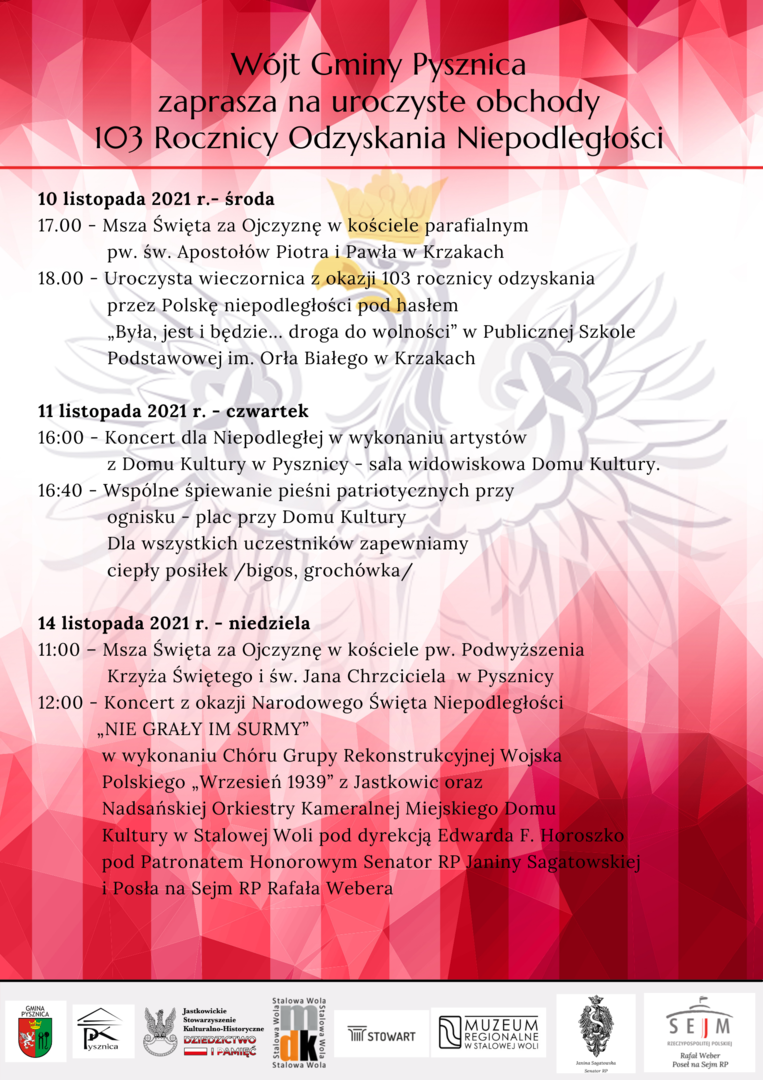 Uroczystości 103 Rocznicy Odzyskania Niepodległości