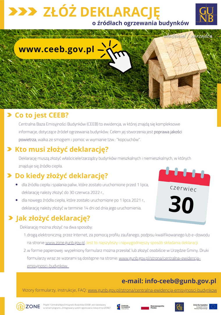 Ulotka informująca o obowiązku zgłaszania źródeł ogrzewania do CEEB