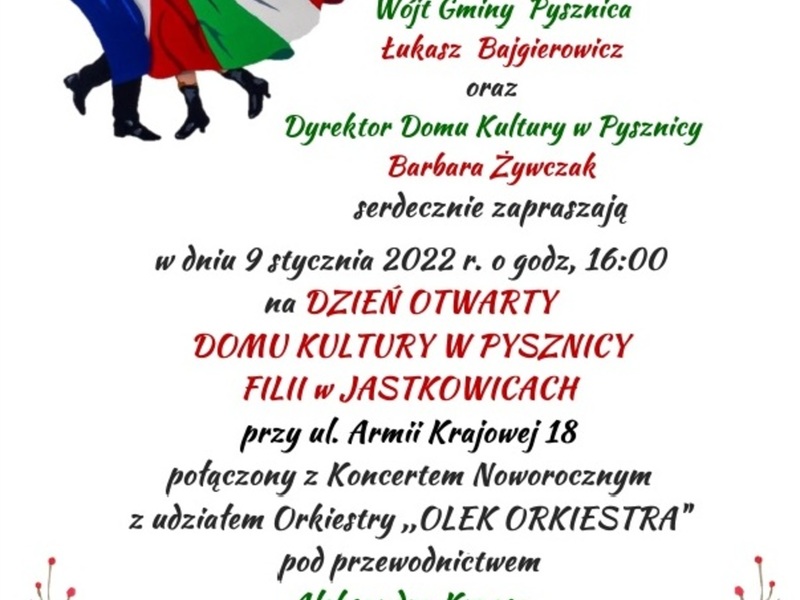Zaproszenie na dzień otwarty Domu Kultury w Pysznicy