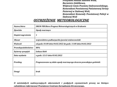Ostrzeżenie meteorologiczne
