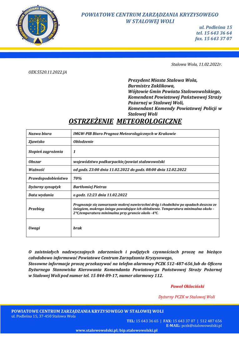 Ostrzeżenie meteorologiczne