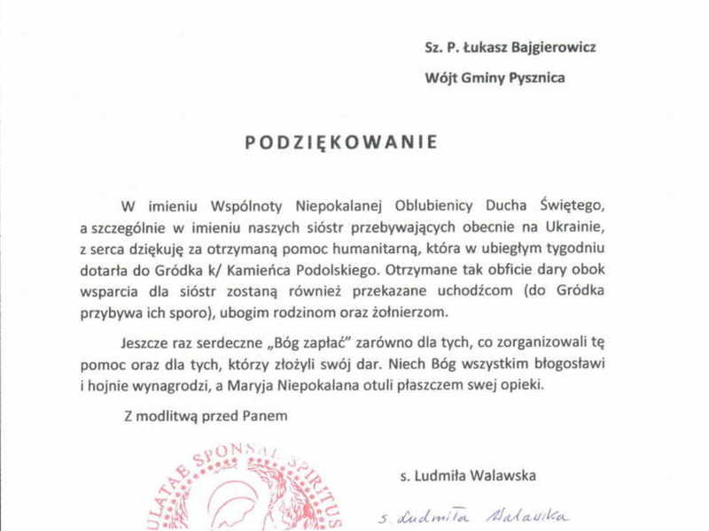 Podziękowanie