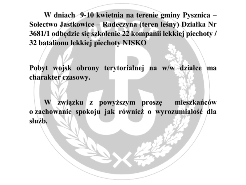 Komunikat Wójta Gminy Pysznica