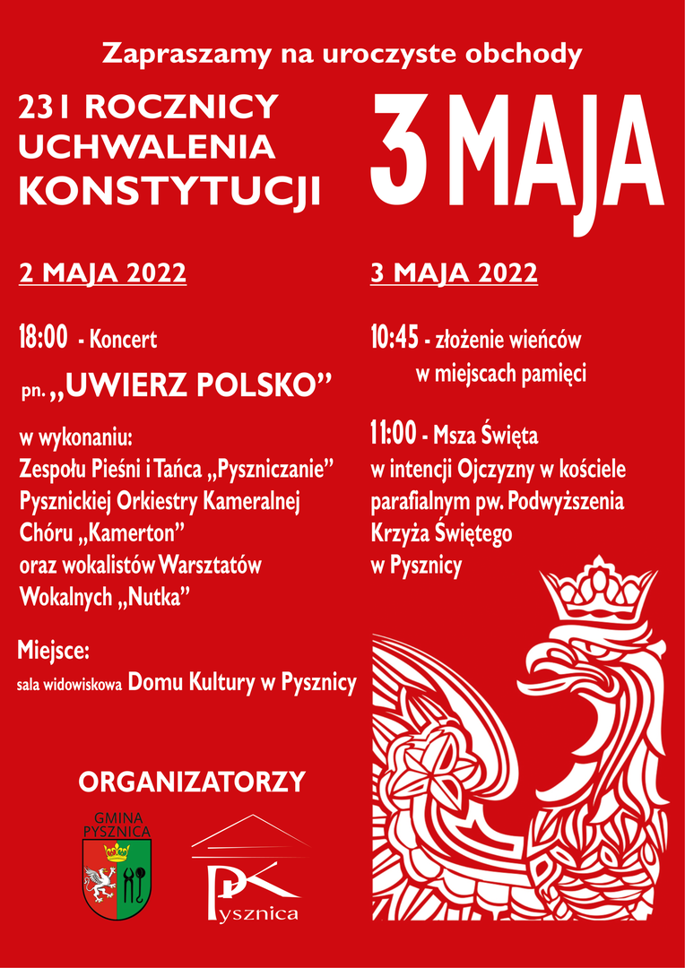 Plakat na uroczystości 3 Maja