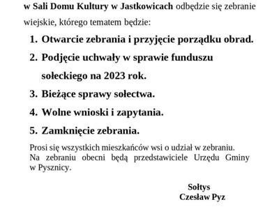 Zebranie wiejskie Jastkowice