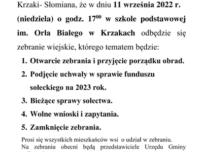 Zebranie wiejskie Krzaki
