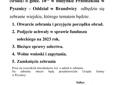 Zebranie wiejskie w Brandwicy