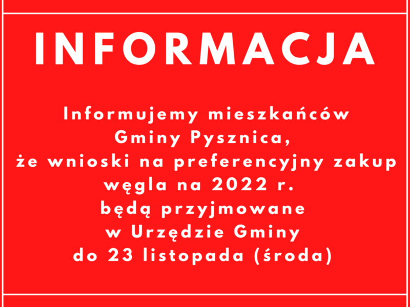 Informacja dla mieszkańców