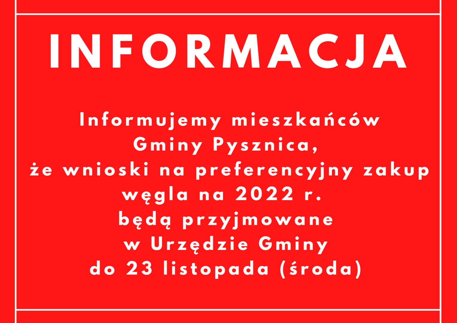 Informacja dla mieszkańców