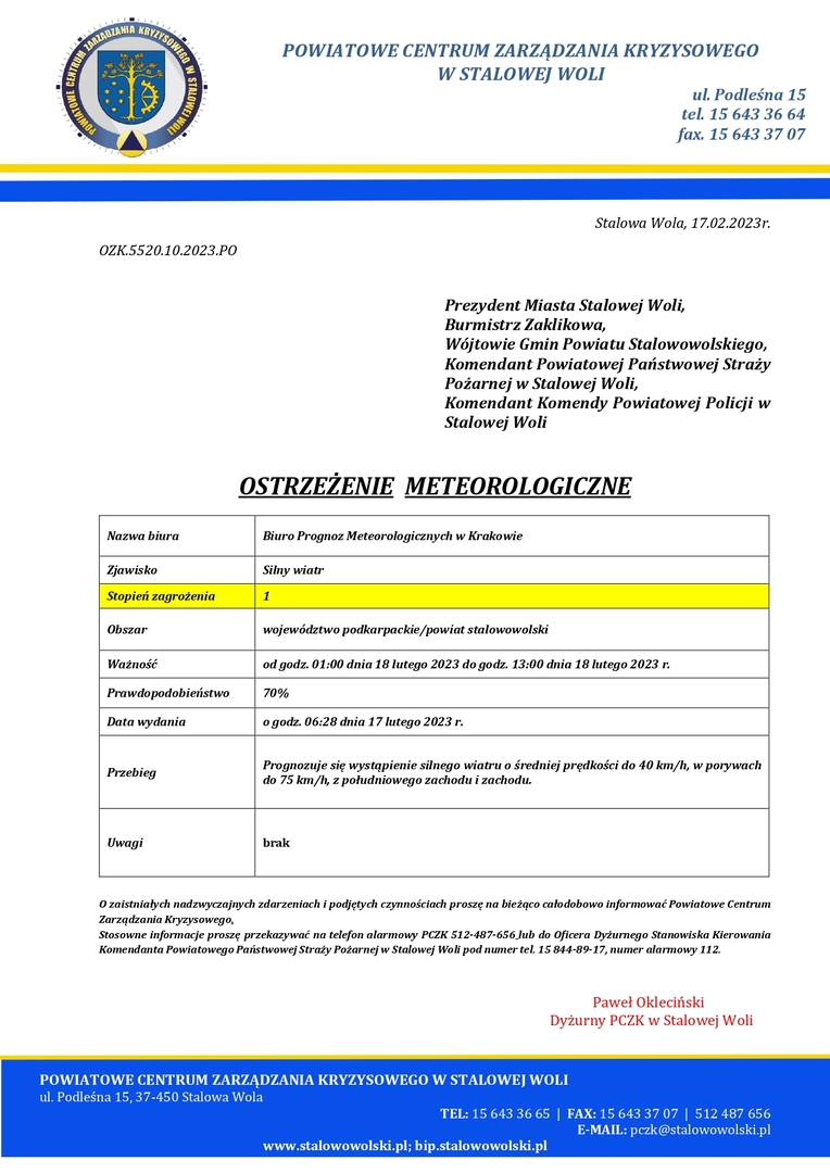 ostrzeżenie meteorologiczne