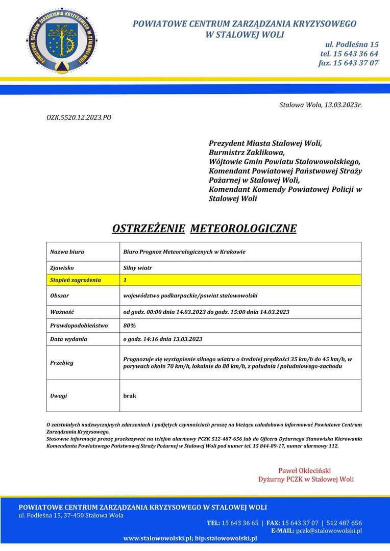 ostrzeżenie