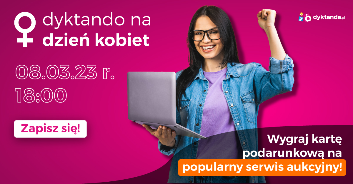 BANER PROMOCYJNY AKCJI ROZWIĄŻ DYKTANDO NA DZIEŃ KOBIET 
