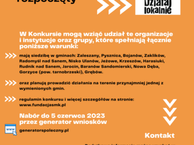 PLAKAT INFORMUJĄCY O KONKURSIE DZIAŁAJ lokalnie