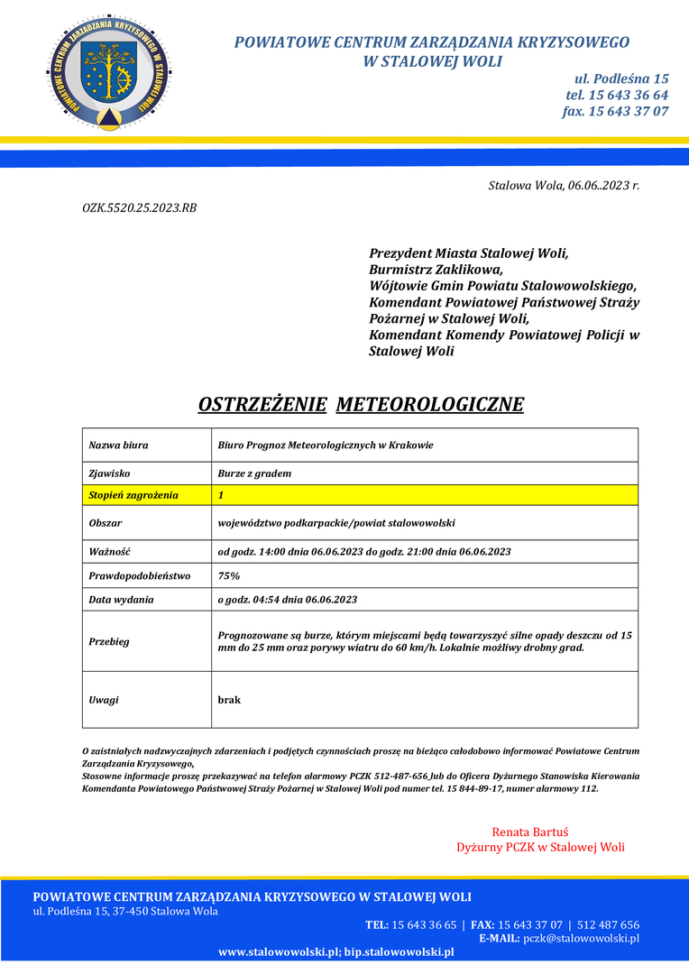 ostrzeżenie meteorologiczne