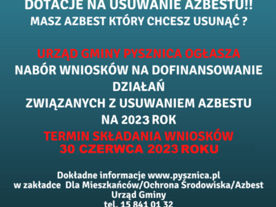 plakat informacyjny dot składania wniosków na azbest