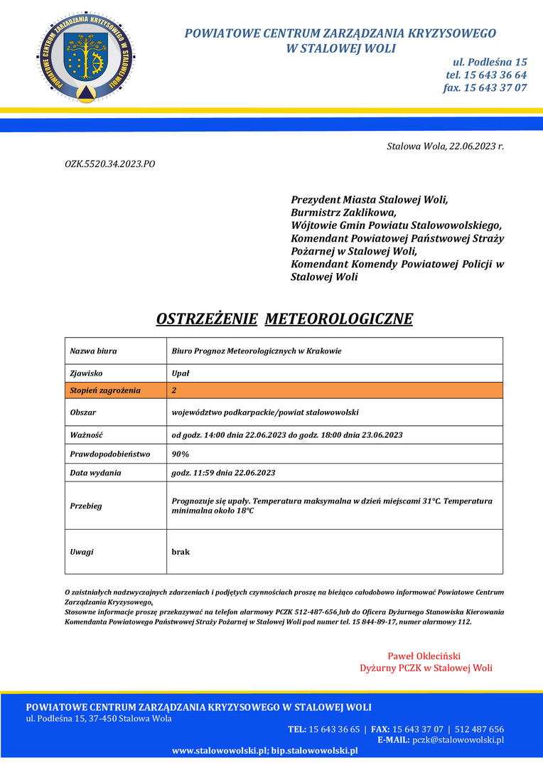 OSTRZEŻENIE METEO