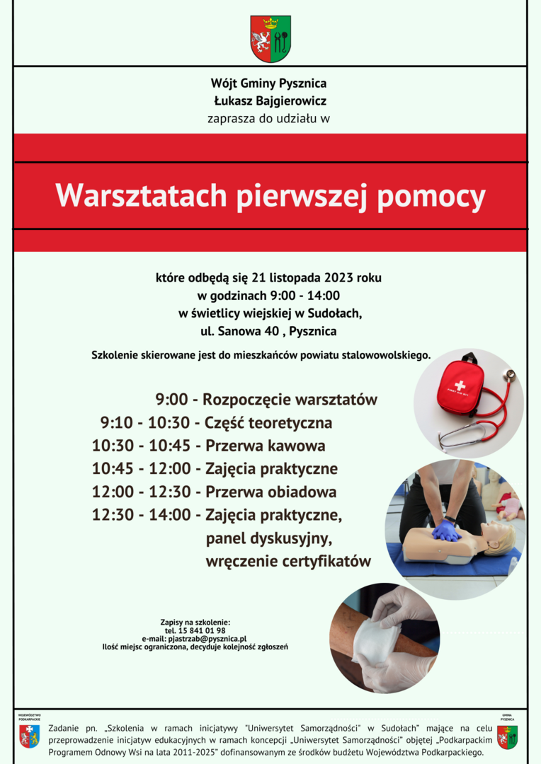 plakat dotyczący szkolenia z pierwszej pomocy  