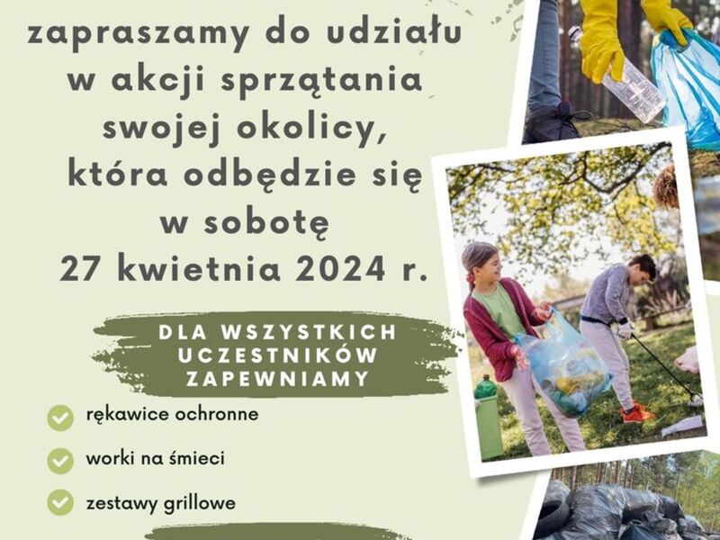 plakat informujący o akcji wiosennego sprzątania  sołectw na terenie gminy Pysznica