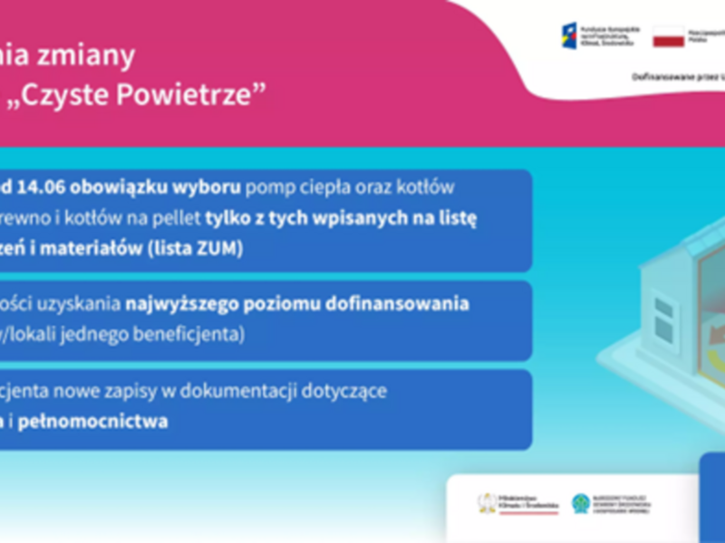nowe zmiany w programi czyste powietrze od 22 kwietnia - grafika informacyjna