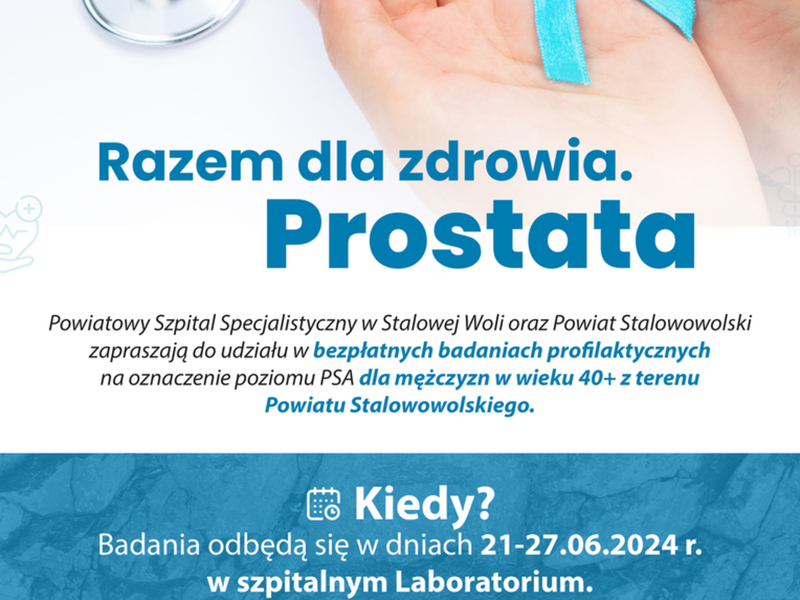 Plakat informacyjny o badaniach profilaktycznych dla mężczyzn.