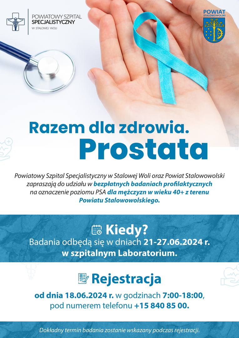 Plakat informacyjny o badaniach profilaktycznych dla mężczyzn. 