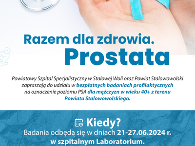 Plakat informacyjny o badaniach profilaktycznych dla mężczyzn.
