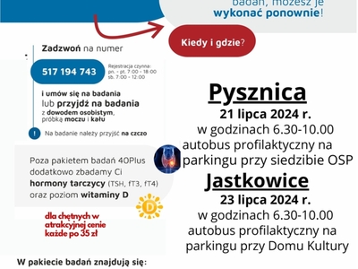 plakat informacyjny o badaniach 40 plus