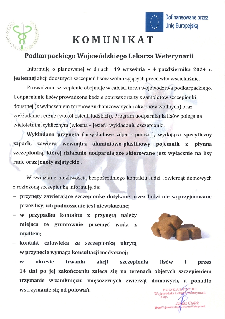 Komunikat Wojewódzkiego Inspektora Weterynarii 