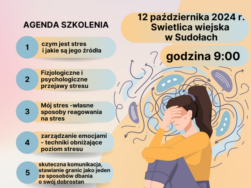 Plakat na szkolenie "Komunikacja bez stresu"