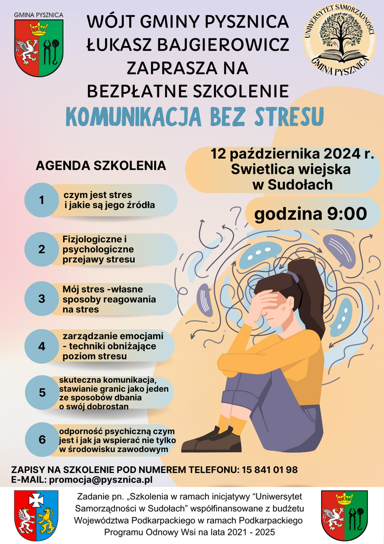 Plakat na szkolenie "Komunikacja bez stresu"