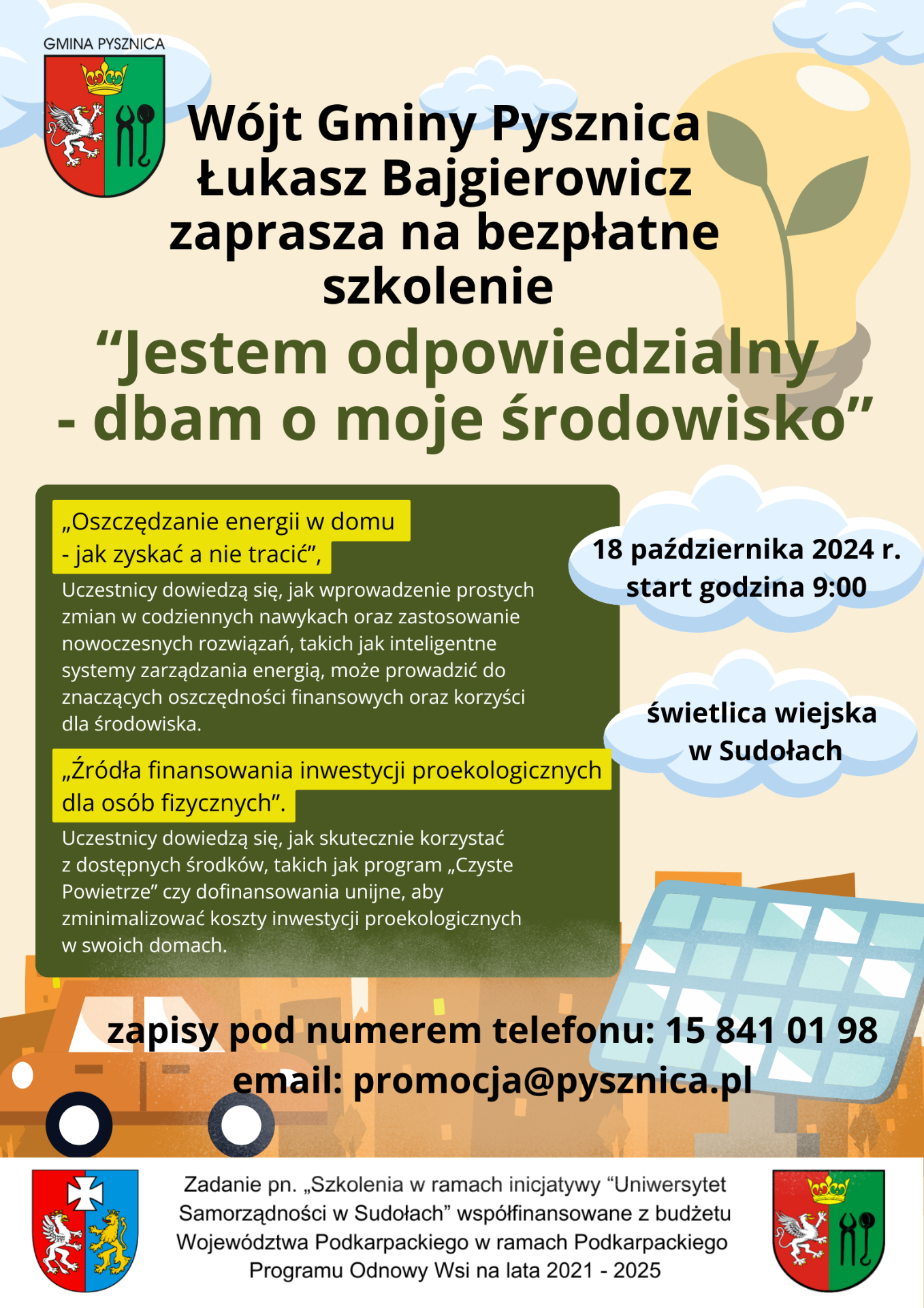 plakat informujący o szkoleniu 