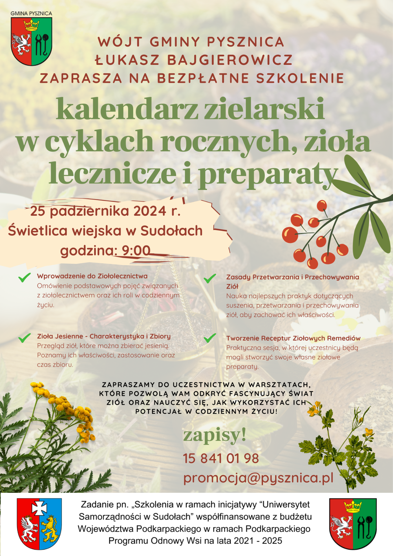 Plakat z zaproszeniem na szkolenie