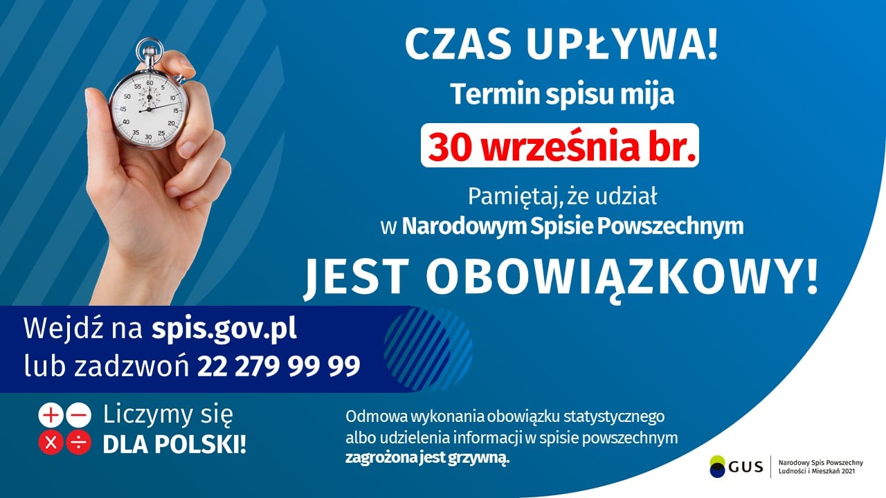 Plakat informujący o Spisie Powszechnym Ludności i Mieszkań