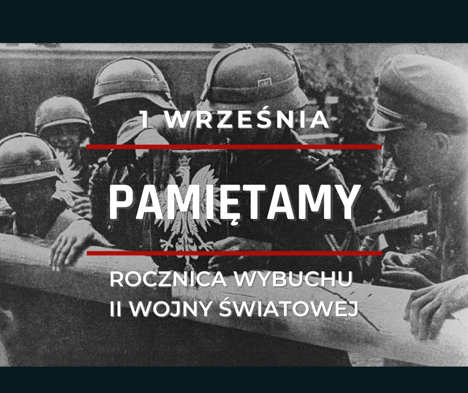 Grafika upamiętniająca atak Niemców na Polskę.