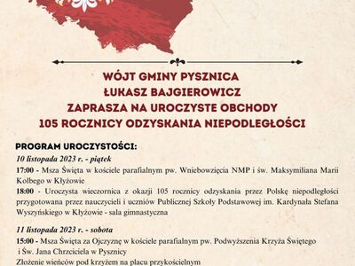 UROCZYSTE OBCHODY 105 ROCZNICY ODZYSKANIA NIEPODLEGŁOŚCI
