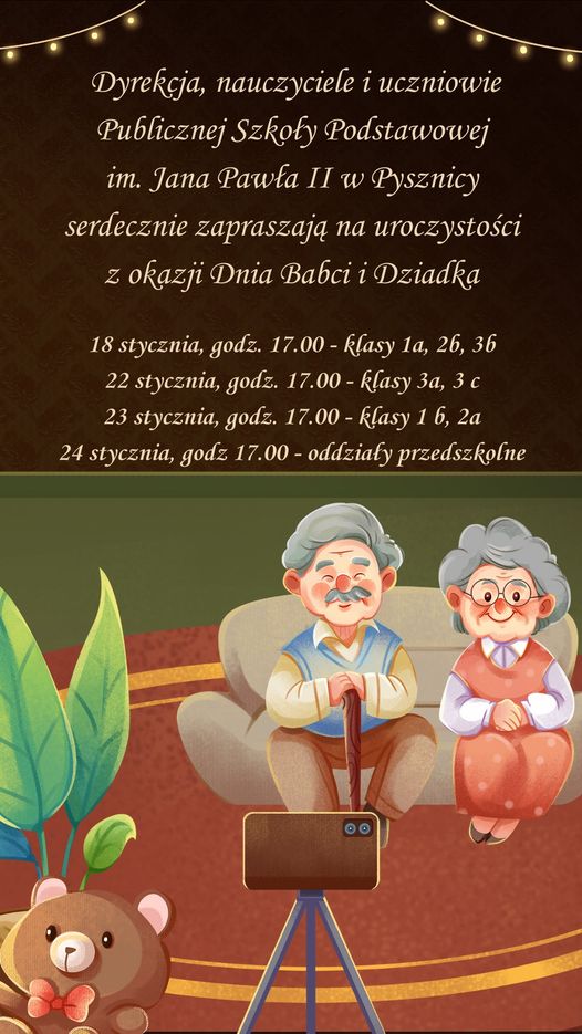 plakat z informacja o uroczystościach z okazji dnia  babci i dziadka
