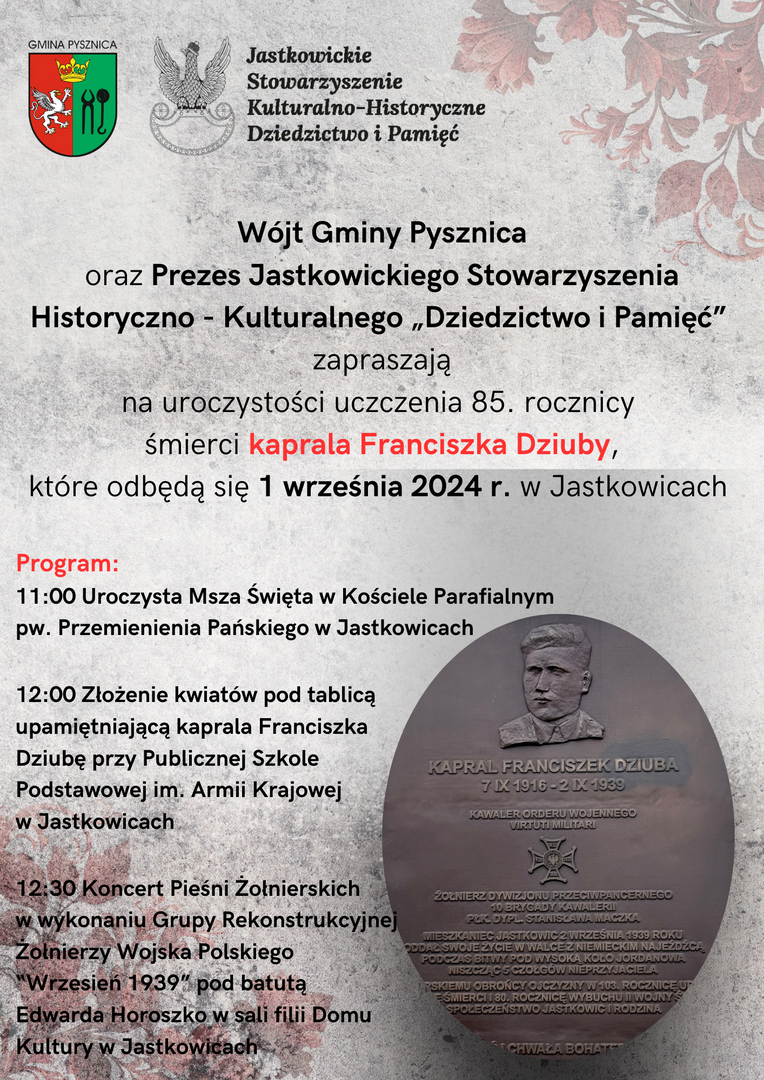 Uroczystości uczczenia 85. rocznicy śmierci kaprala Franciszka Dziuby