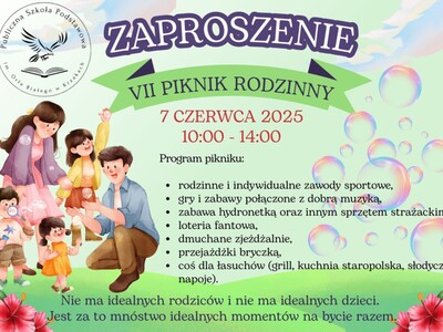 Plakat pikniku rodzinnego w krzakach