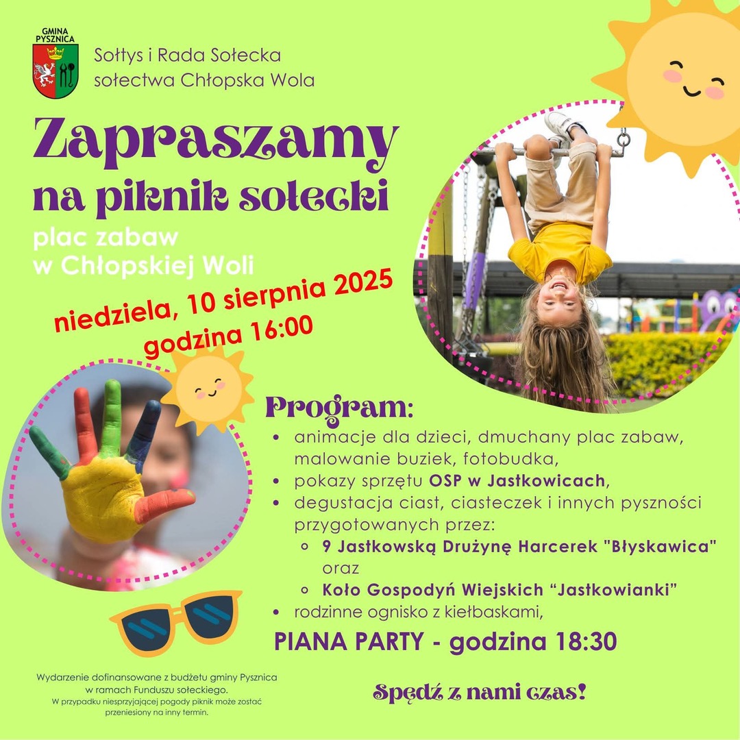 Plakat z informacją o pikniku sołeckim