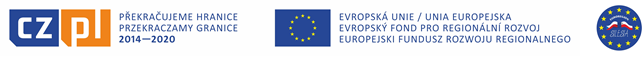 Zdjęcie przedstaia logo projektu Przekraczamy granice 2014-2020, oraz logo Europejskiego Funduszu Rozwoju Regionalnego